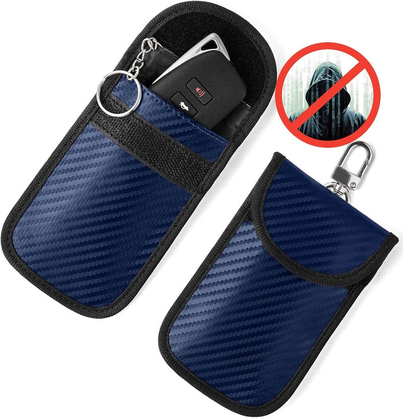 Vammcht Upgraded Faraday Bag for Key Fob (2 Pack), Premium Faraday Key Fob Protector– Car RFID Signal Blocking, Car Security Protection, Anti-Theft Pouch, Anti-Hacking Case Blocker Blue - Image 1